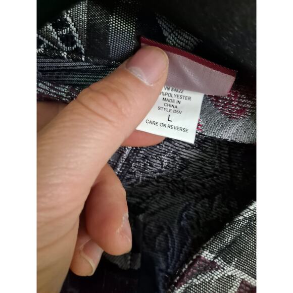 Tudor Court Button Up Black Gray and Maroon Tapestry Blazer Size Large - Picture 6 of 7